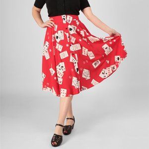 Collectif Womenswear Megan Cat Croupier Swing Skirt